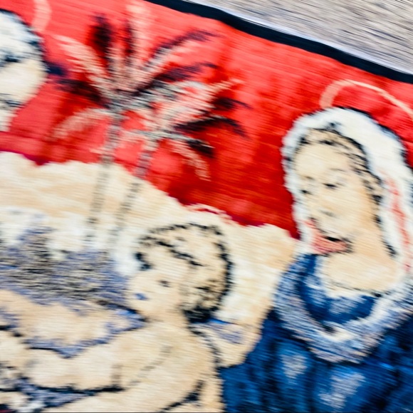 Vintage Mary baby Jesus velour large pillow tapestry fabric panel craft god - Picture 9 of 16